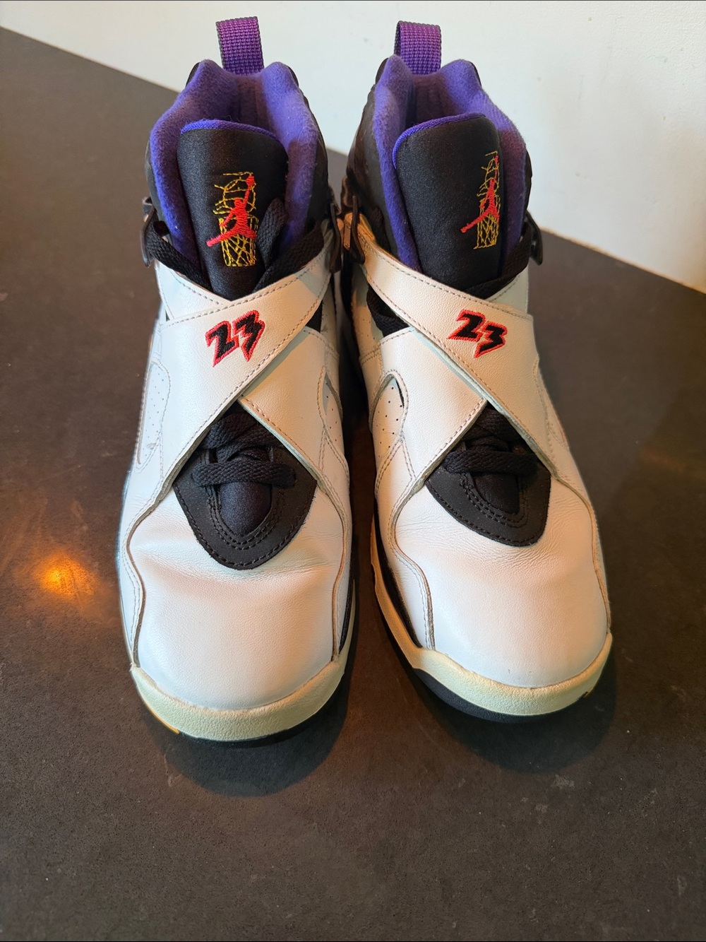 Air Jordan  White, Purple & Black High-Top Sneakers